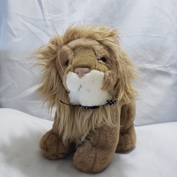 Vintage Chosun Lion Plush 10" Stuffed Animal Toy Chubby Black Polka Dot Bow - Picture 1 of 11